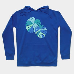 Monstera Leaves - Blue Hoodie